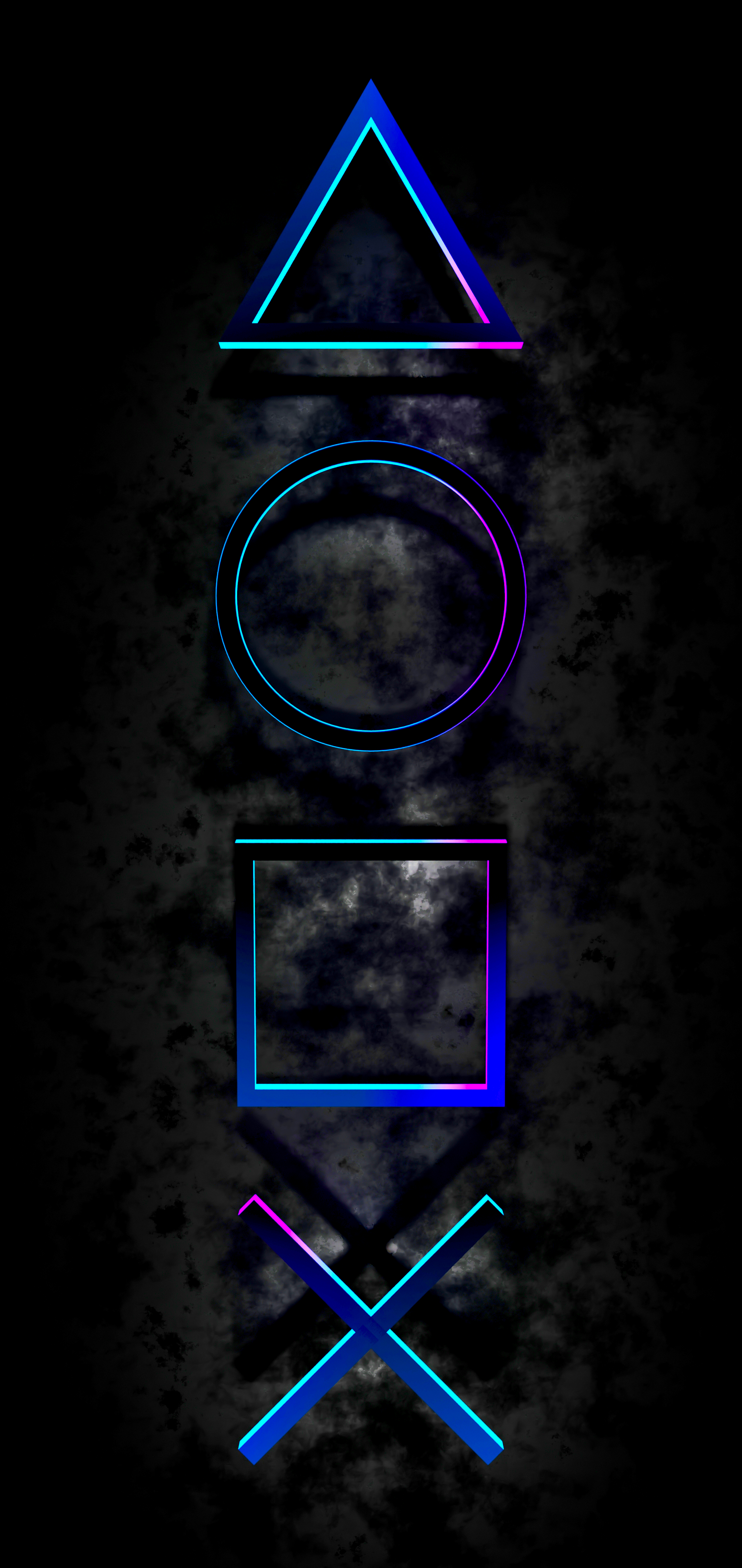 gaming button layout neon dark background with 3d futuristic design mobile wallpaper